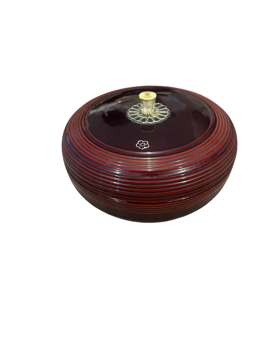 VTG Japanese Lacquerware Serving Bowl w/Lid Rice Salads Food Vessel Finial - Picture 2 of 8